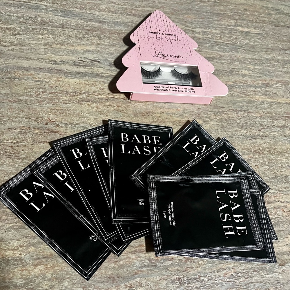 10-Piece Babe Lash under eye gel patches w/ Merry & Bright Lilly lashes & liner